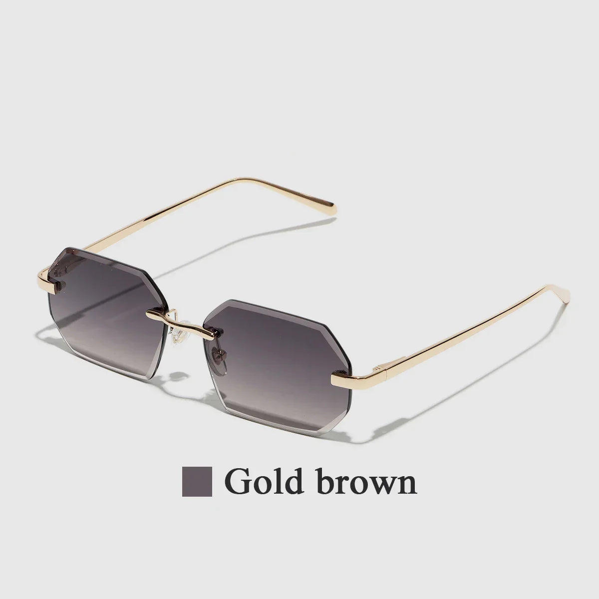 Sunglasses Men Brand Designer Fashion Rimless Sun Glasses Shades Diamond Cut Lens Ladies Frameless Metal Eye glasses