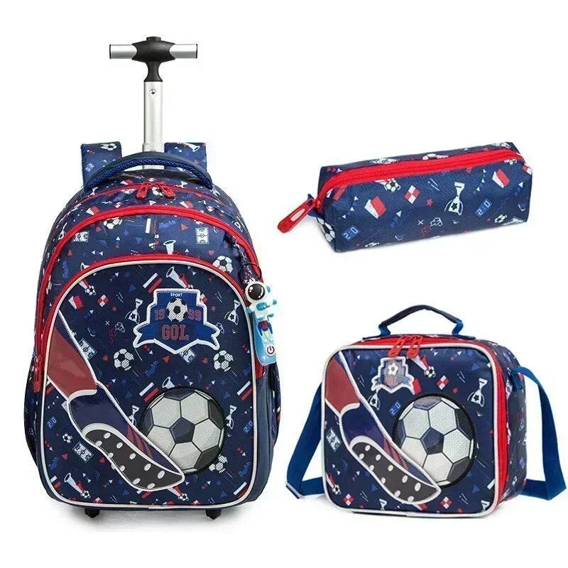 Children's Wheeled Backpack Bag Set with Lunch Box School Rolling Backpack Bag with Wheels School Trolley Backpack Bag for Girls