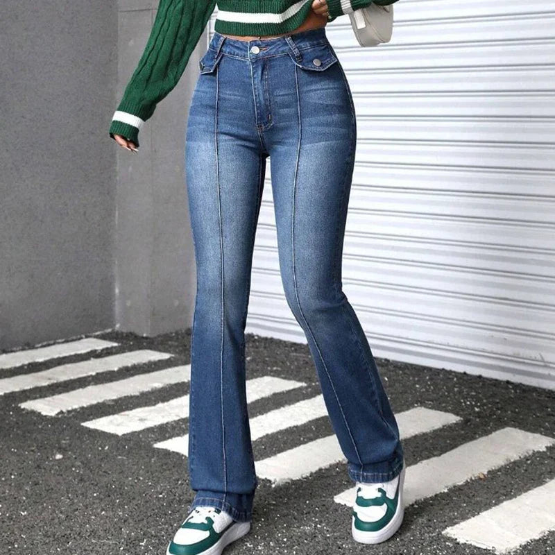 Women's Bell-Bottom Pants, Versatile Washed Flared Jeans