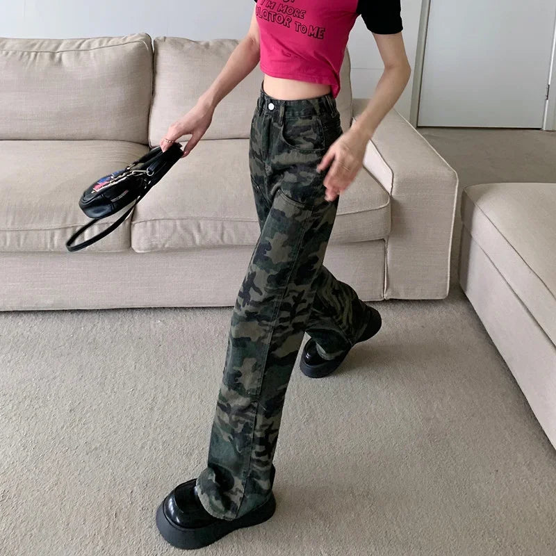 Calça Jeans Camuflada Vintage Feminina