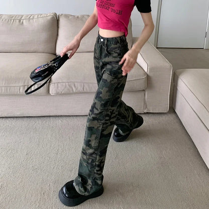 Calça Jeans Camuflada Vintage Feminina