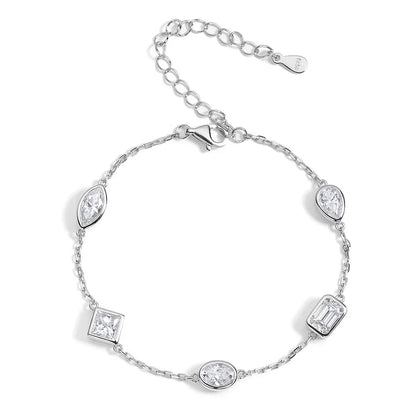 0.5CT Oval/Pear Cut Full Moissanite Bracelets 15+5cm S925 Silver Plated 18K Gold Wrist Chain for Women Fine Jewelry Gift