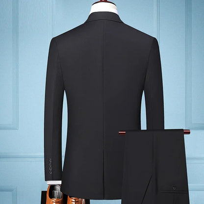 The New Store Offers Discounted Prices  Casual Formal Business Men's Fashionable Gentleman Solid Color All-season Fitted Suit