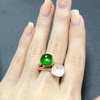 2Pcs/Set Fashion Stacked Candy Ring Women Mix Color Crystal Jewelry 30 Colors Trendy Gift for Valentine's Day