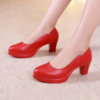 Small Size 32-43 Shallow Red Silver White Wedding Shoes Women Spring 2025 Thick Platform Pumps Woman High Heels for Office
