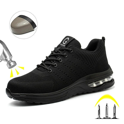 Indestructible Safety Shoes For Men Steel Toe Anti-Puncture Men's Work Shoes  Lightweight Slip Resistant Air Cushion Sneaker  ﻿
