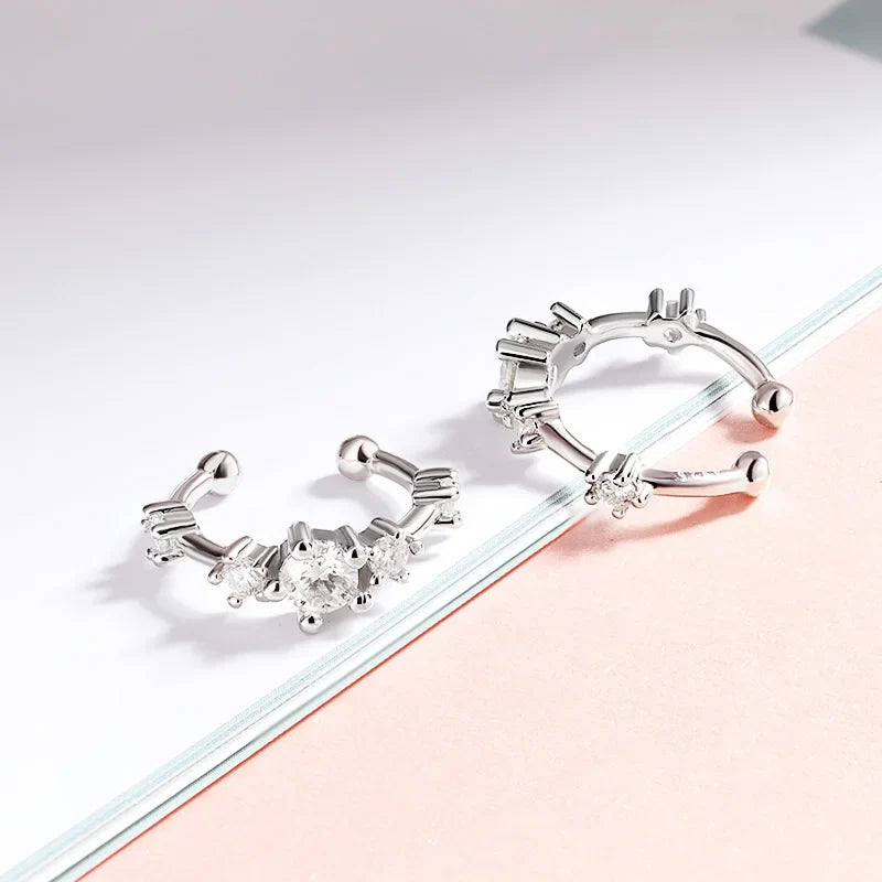 0.64cttw Full Moissanite Clip Earrings Women Luxury Quality Hip Hop Party Jewelry S925 Sterling Silver Plated Platinum