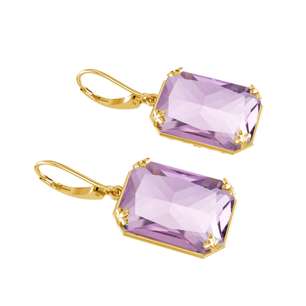 Vintage Ruby Drop Earrings 18K Gold Plated Women Luxury Hanging 925 Sterling Silver Hoop Earrings Engagement Fine Jewelry Gift