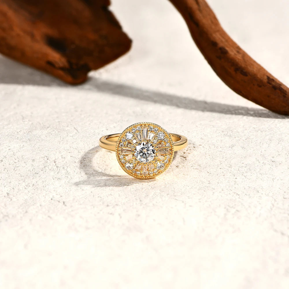 Round Cut 0.5CT Full Moissanite Ring DVVS1 Real 925 Sterling Silver for Women Engagement Fine Jewelry Shipping From USA