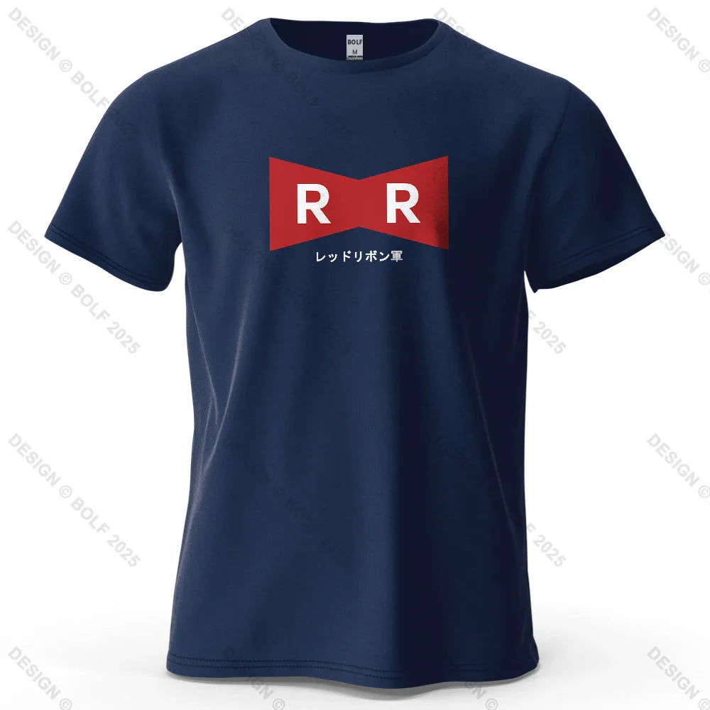Red Ribbon Army Printed Men's T-Shirt 100% Cotton Oversized Anime Graphic Tees for Women Tops Tees Casual Streetwear