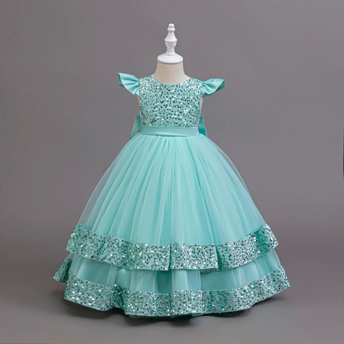 2025 New Elegant Girl Wedding Dress Sequined Mesh Princess Dress 4-12 Year Old Girl Graduation Party Prom Evening Dress