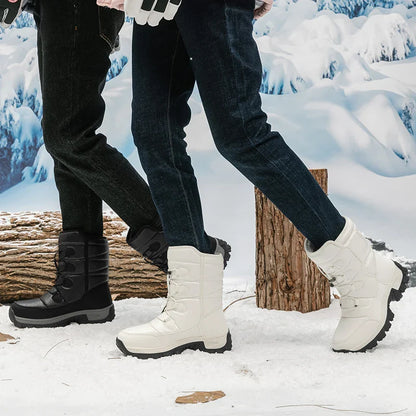 New Winter Men's Shoes Warm Plush Men's Boots High Top Couple Snow Boots Winter Outdoor Anti-Slip Ankle Boots Work Casual Boots