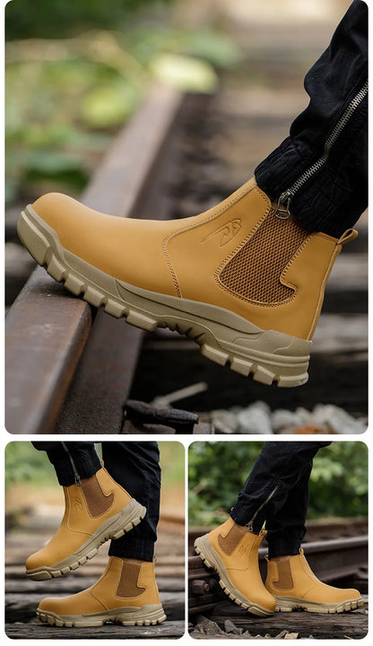 Safety Shoes Steel Toe Work Shoes Men Lightweight Kevlar-Midsole Industrial Work Boots Anti-puncture Protection Tactical Boots