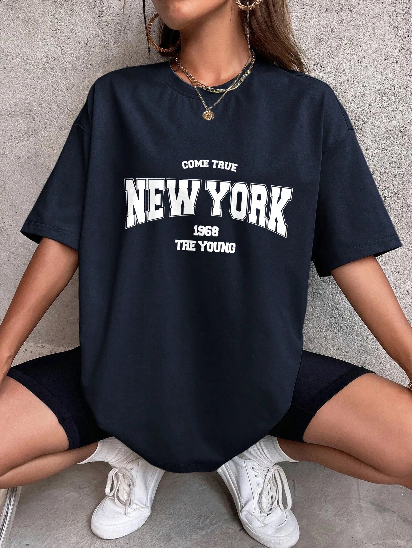 Quando 1968 A Nova Iorque É Jovem Camisetas Femininas De Algodão Oversize Camisetas Diárias Criatividade Roupa Casual Individual De Rua