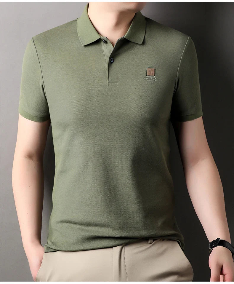 High end brand 100% cotton polo shirt short sleeved men's 2024 summer fashion embroidery comfortable breathable casual T-shirt