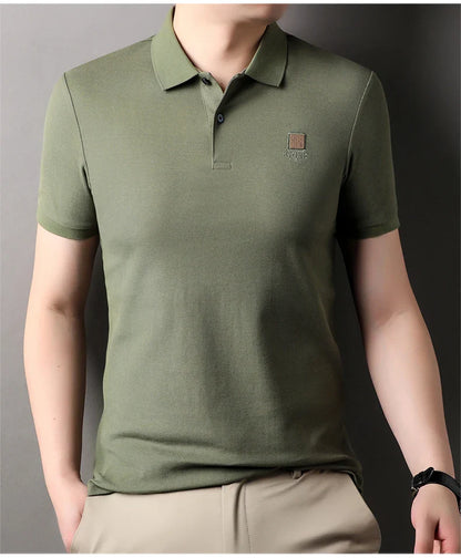 High end brand 100% cotton polo shirt short sleeved men's 2024 summer fashion embroidery comfortable breathable casual T-shirt