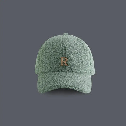 Baseball Cap Winter Hats For Women Men Unisex Letter Metal Logo Imitation Cashmere Keep Warm Simple Casual Winter Cap New Velvet