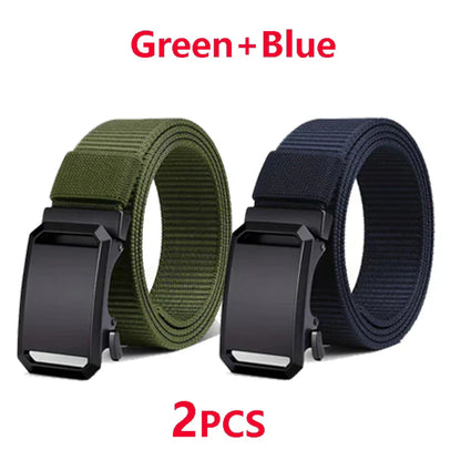 Tactical Belt For Men Canvas Automatic Buckle Belt Man Durable Casual Outdoor Hunting Adventures Training Pants Waist Belt Golf