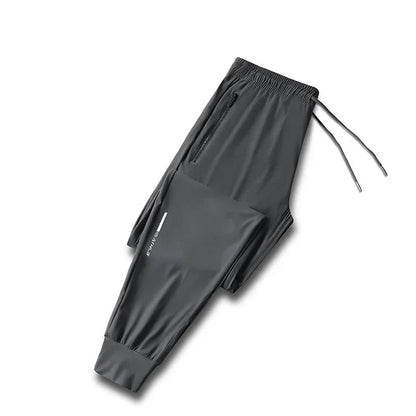 Ice Silk Long Pants for Men's Summer Quick Drying Loose Straight Leg Pants Elasticity Sports Leggings Casual Pants Men's Pants