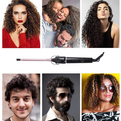 9mm Professional Hair Curler Ceramic Barrel Iron Smart Auto-Off Women's Wet/Dry Constant Temperature Protection Tool
