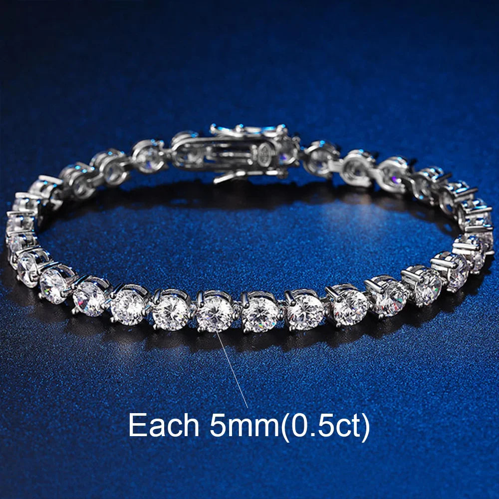3/4/5MM Full Moissanite Bracelet For Women S925 Sterling Silver D VVS1 Lab Diamond Eternity Bracelet Party Jewelry Gift
