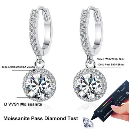 0.5ct 1ct D Color Moissanite Drop Earrings Orginal 925 Sterling Silver Earring for Women Sparkling Wedding Luxury Jewelry