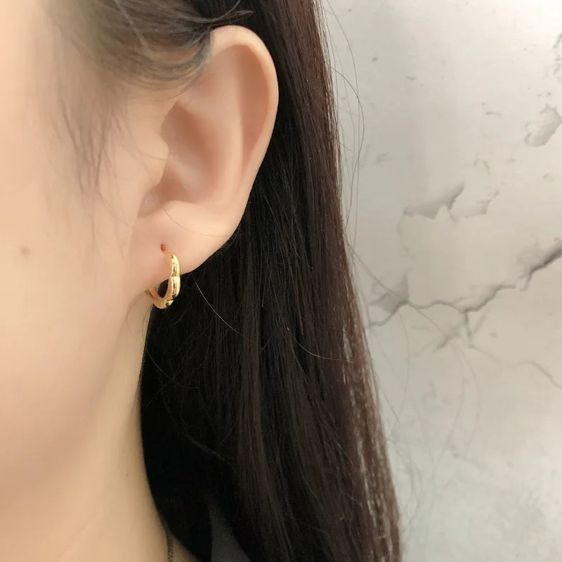 925 Sterling Silver Simple European Plum Circle Hoop Earrings For Women Fashion Charms Huggies Party Jewelry Accessories