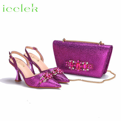 Sky Blue New Shoes and Bags Matching Set Nigerian Women Heels for Women Party Italian Design Wedding INS Design