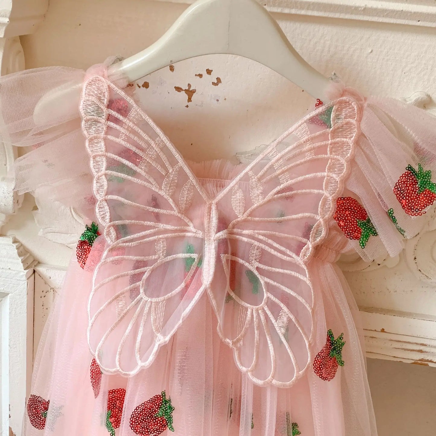 Novo Vestido Infantil de Verão com Asas - Vestido de Tule Bordado sem Mangas, Vestido Doce de Princesa para Meninas, Atacado