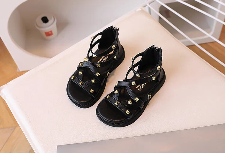 Girls Gladiator Sandals 2026 New Summer Children Fashion Princess High-top Shoes Versatile Kids Causal Beach Holiday Sandals