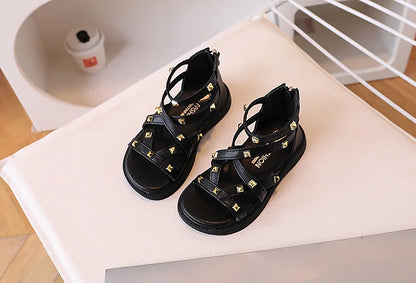 Girls Gladiator Sandals 2026 New Summer Children Fashion Princess High-top Shoes Versatile Kids Causal Beach Holiday Sandals
