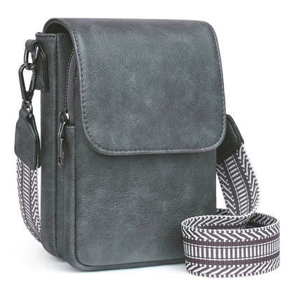 Fashionable New Retro Pu Leather Women's Wide Shoulder Strap Single Shoulder Crossbody Bag with Lid Small Square Bag