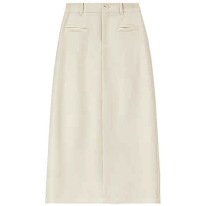 Retro Straight Tube Midi Skirt For Women Spring 2026 Preppy Style High Waist Slimming Split Mid Length Skirt 151Q59211