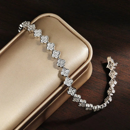 D VVS1 Moissanite Tennis Bracelet 2mm Diamond GRA Certified s925 Sterling Silver Four Leaf Clover Bracelets for Women