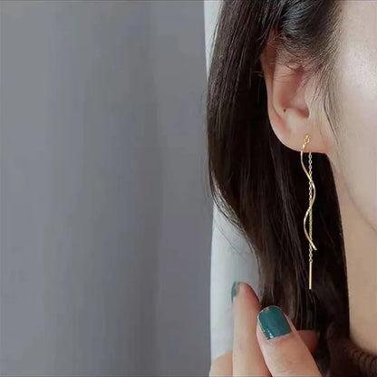 Accessories for Women Long Tassel Threader Earrings for Women Wave Shaped Simple Long Chain Earring Wedding Party Jewelry Gift