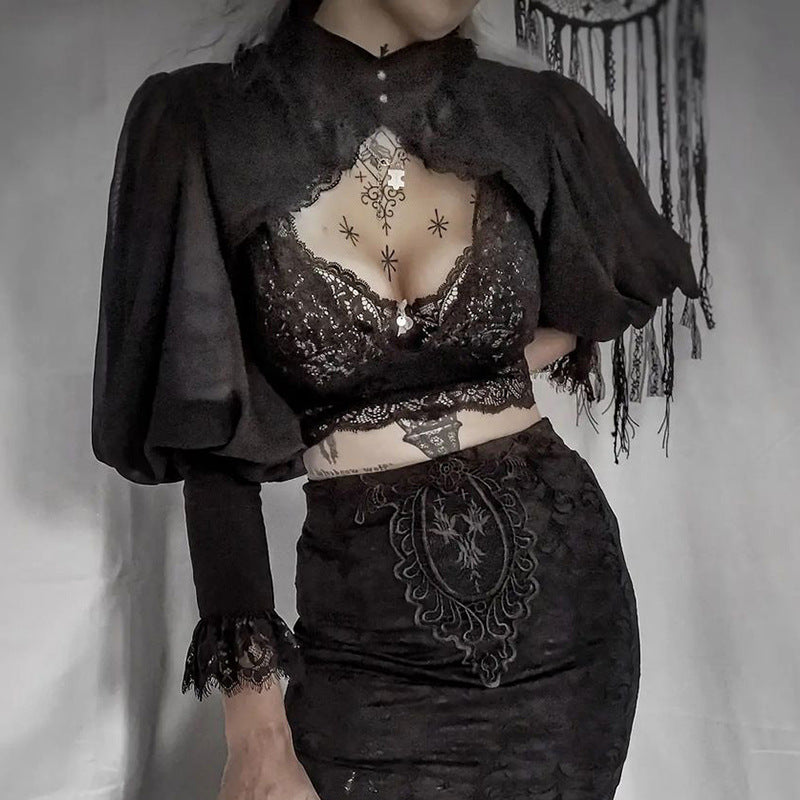 Sleeve Smock High Street Sexy Black Winter Long Sleeve Crop Top Aesthetic Fairy  Blusas Mujer De Moda 2022