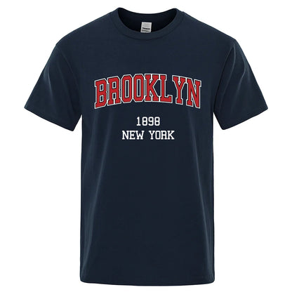 Brooklyn 1898 New York City Letter Prints T Shirt Men Creativity Tee Clothes T-Shirts Loose Summer Tshirt Cotton Breathable Tops