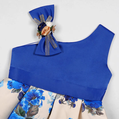 Off-the-Shoulder Dress European and American Princess Dress Girls' Printed Formal Dress Children's Hostess Dress