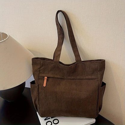 Fleece Canvas Bag Autumn and Winter New Versatile Large Capacity Tote Bag Student Single Shoulder Commuting Tote Bag
