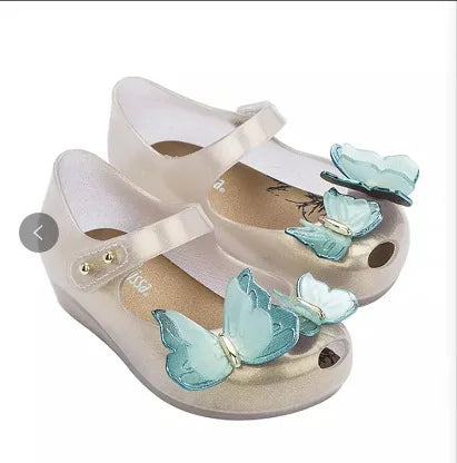 Fragrant Princess Primary School Students Pink Metal Sequins 3d Butterfly Water Diamond Jelly Girl Beach Sandals