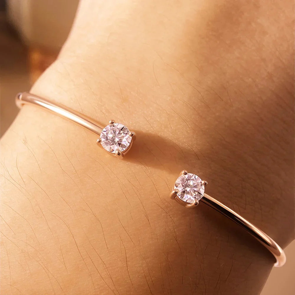 5mm 0.5ct Round Cut Moissanite Bracelet for Women S925 Silver Plated 18K Gold GRA Certified Wedding Charm Bracelet Jewelry