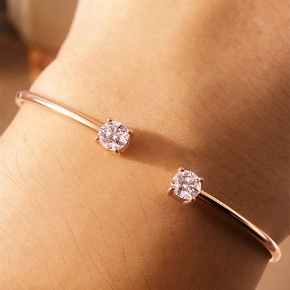5mm 0.5ct Round Cut Moissanite Bracelet for Women S925 Silver Plated 18K Gold GRA Certified Wedding Charm Bracelet Jewelry