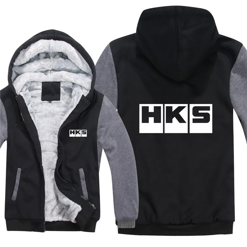 HKS Power and Sports Hoodies Men Streetwear Coat Wool Liner Jacket HKS Sweatshirts Warm Hoody