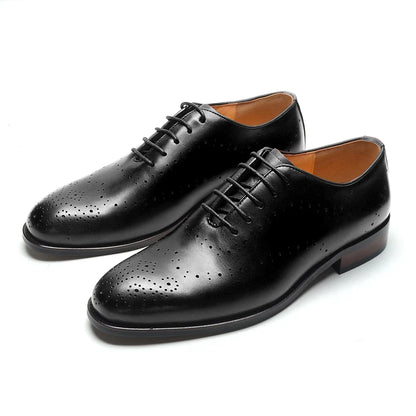Luxury Genuine Leather Men's Dress Shoes Red/Black Wingtip Oxford Formal Lace-up Brogue Business Man Shoes for Social Wedding