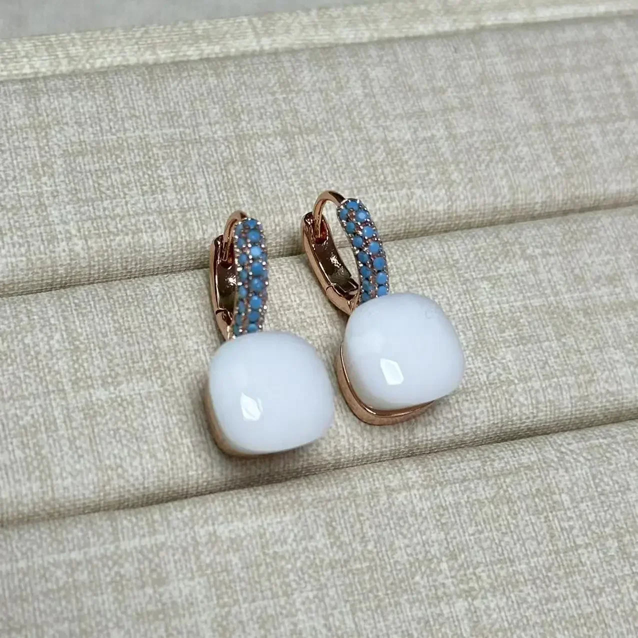 10.6mm Nudo Earrings Inlay Turquoise Zircon For Women Blue Topaz Drop Candy Square Crystal Earring Fashion Jewelry Gift