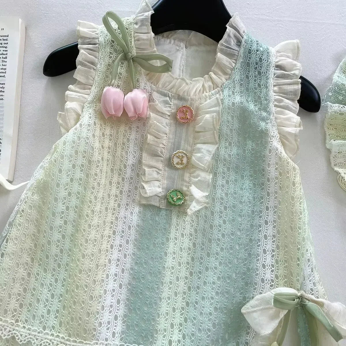 Girls Casual Dresses Sleeveless Lace Sundress Lace Flower Princess Dress Kids Dresses for Girls 2 To 8 Years
