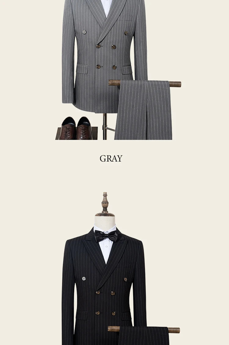 High quality striped suits for men slim fitting luxury man clothing elegant mens suit Wedding trends costumes