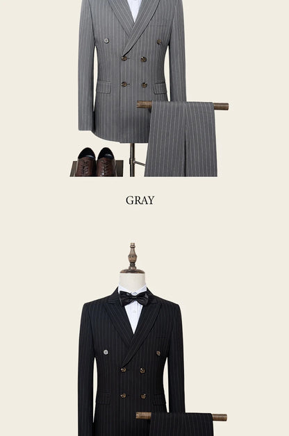 High quality striped suits for men slim fitting luxury man clothing elegant mens suit Wedding trends costumes