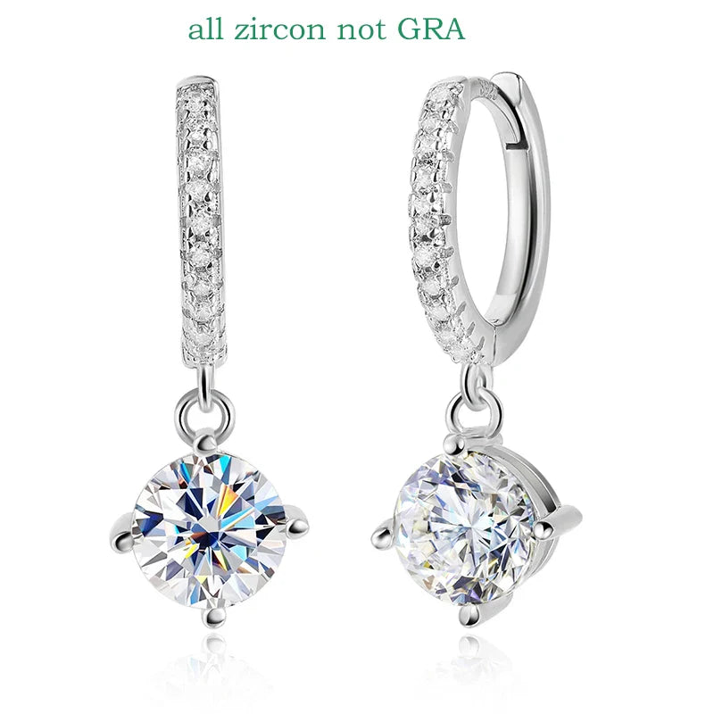 0.5CT 1CT D Color Zircon/moissanite Drop Earrings for Women Sparkling Lab Diamond Sterling Silver 925 Wedding Jewelry