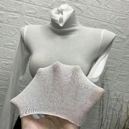 Slim High Quality Plain T Shirt Women Cotton Elastic Basic Female Tops Long Sleeve Sexy Thin T-shirt see through